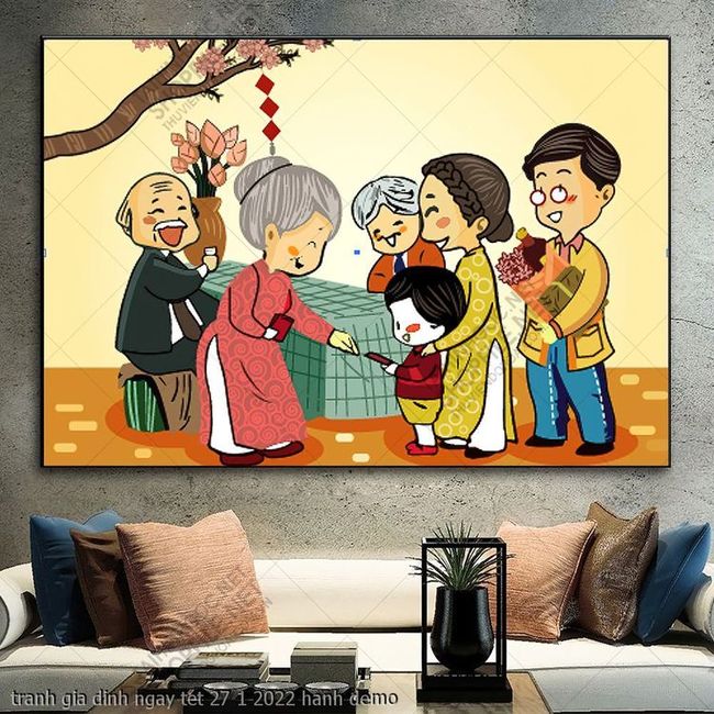 tranh gia dinh ngay tet 27 1 2022 hanh
